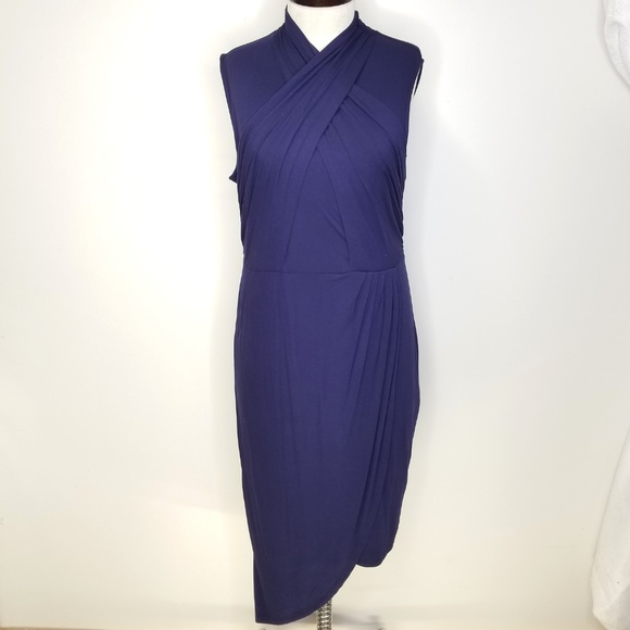 ELOQUII Wrap Front Asymmetrical Hem Dress Jersey - Picture 2 of 8